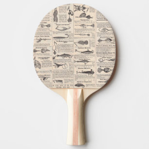 Raquette De Ping Pong Pêche vintage leures : pêcheur d'antiquité des ann