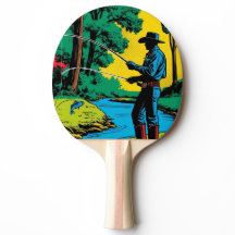 Pêcheur sur la Ping Pong Paddle Riverbank