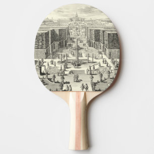Raquette De Ping Pong Peinture à l'huile des fontaines au jardin de
