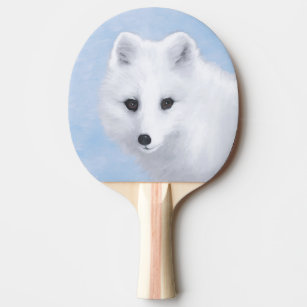 Raquette De Ping Pong Peinture Arctic Fox - Art original de la faune