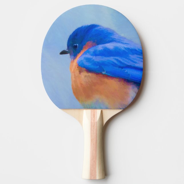 Raquette De Ping Pong Peinture Bluebird - Art original pour oiseaux (Devant)