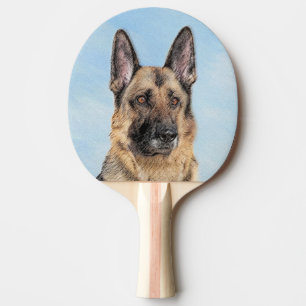 Raquette De Ping Pong Peinture de Berger Allemand - Art Original et Mign