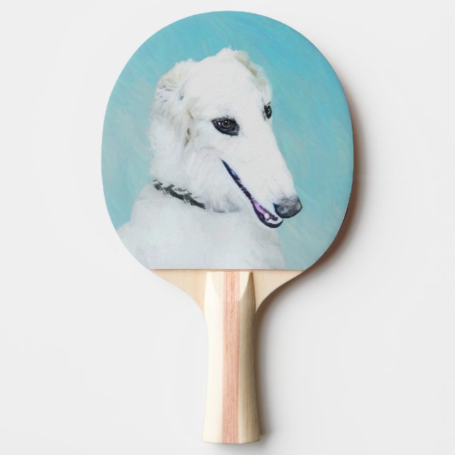 Raquette De Ping Pong Peinture de Borzoi (Blanc) - Joli Chien d'origine (Devant)