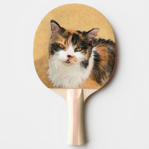 Raquette De Ping Pong Peinture de chat Calico - Cute Original Cat Art