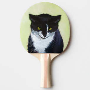 Raquette De Ping Pong Peinture de chat Tuxedo - Cute Original Cat Art