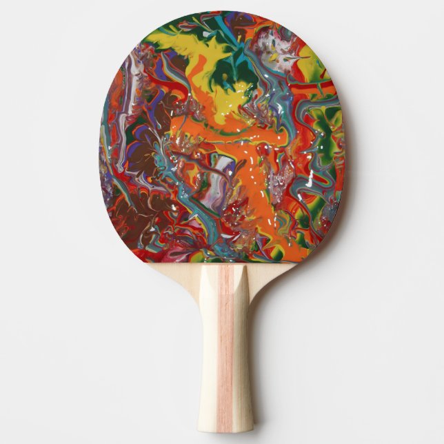 Raquette De Ping Pong Peinture de flux couleur arc-en-ciel (Devant)