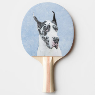 Raquette De Ping Pong Peinture de Great Dane (Arlequin) - Art original d