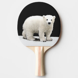 Raquette De Ping Pong Peinture de l'ours polaire - Art original de la fa