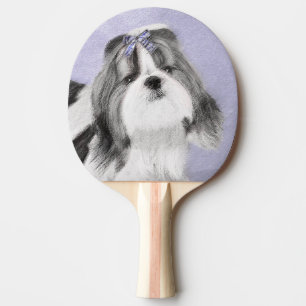 Raquette De Ping Pong Peinture de Shih Tzu - Art original de chien migno