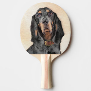 Raquette De Ping Pong Peinture en noir et blanc - Art original Chien