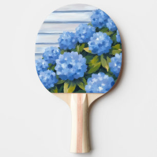 Raquette De Ping Pong Peinture florale d'hortensias bleus buissonnants