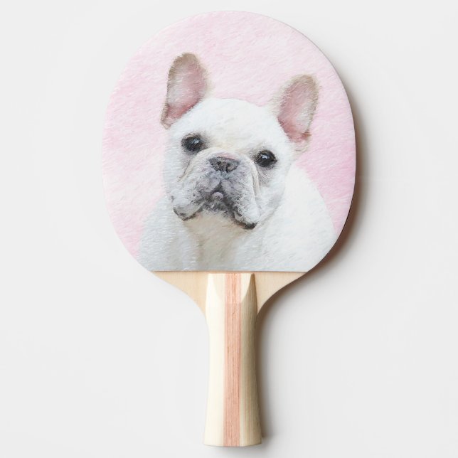 Raquette De Ping Pong Peinture française de Bulldog (Crème/Blanc) (Devant)