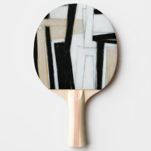 Raquette De Ping Pong Peinture noire et blanche abstraite