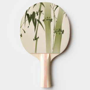 Raquette De Ping Pong Peinture orientale de style, branches 2 de bambou