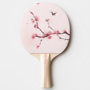 Raquette De Ping Pong Peinture orientale de style, fleurs de cerisier