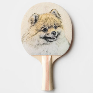 Raquette De Ping Pong Peinture Poméranienne (orange) - Art Chien origina