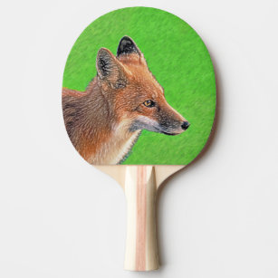 Raquette De Ping Pong Peinture Red Fox - Art original de la faune