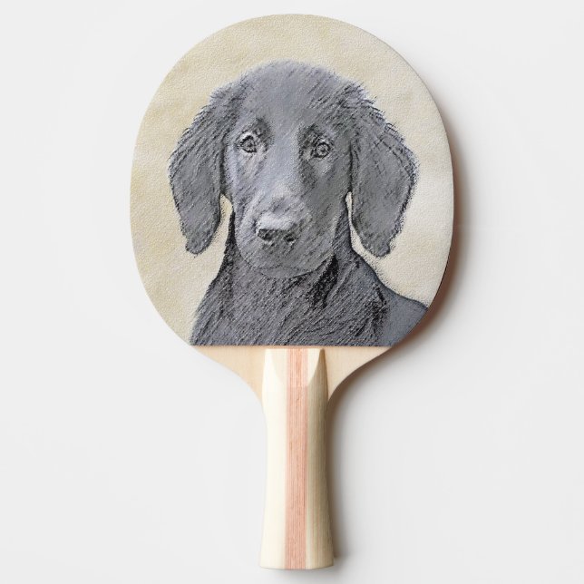 Raquette De Ping Pong Peinture Retriever à revêtement plat - Art Chien o (Devant)