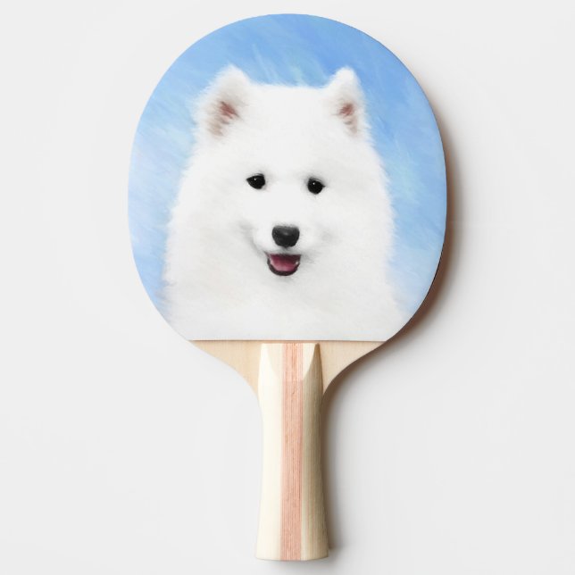 Raquette De Ping Pong Peinture Samoyed Puppy - Jolie Art Original Chien (Devant)