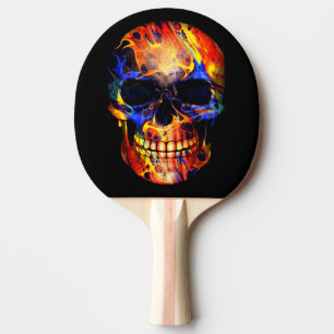 RAQUETTE DE PING PONG PEINTURE SKULL NEON ABSTRAITE
