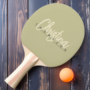 Raquette De Ping Pong Peinture Vert Sauge Milieu du Siècle Moderne Nom