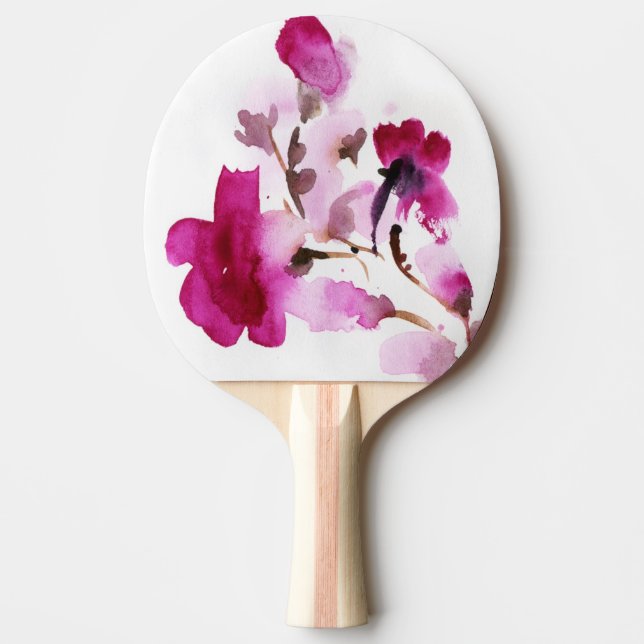 Raquette De Ping Pong Peintures florales abstraites 4 d'aquarelle (Devant)