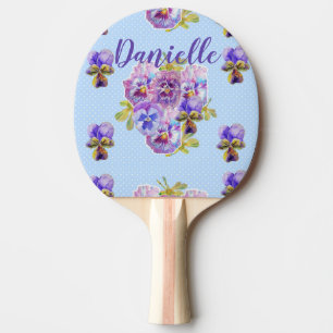 Raquette De Ping Pong Pelle de ping-pong florale Fleurs Bleues Shabby Ch