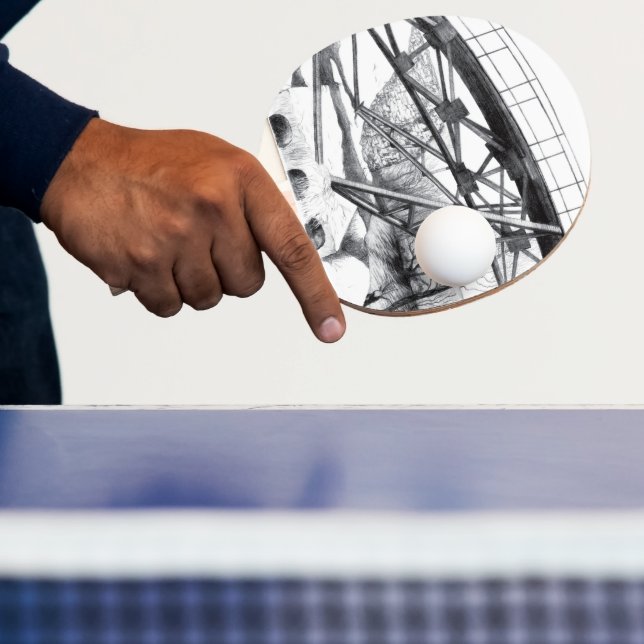 Raquette De Ping Pong Pencilart de passerelle antique Monochrome (Insitu)