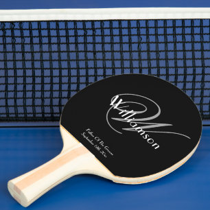 Raquette De Ping Pong Père De Groom Cadeau Moderne Monogramme Nom Du Scr
