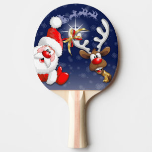 Raquette De Ping Pong Père Noël et Reindeer Joyeux Noël Joyeux dessin an