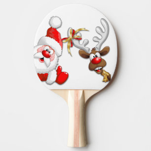 Raquette De Ping Pong Père Noël et Reindeer Joyeux Noël Joyeux dessin an