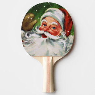 Raquette De Ping Pong Père Noël vintage font face à 1