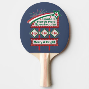 Raquette De Ping Pong Père Noël's Retro Marquee - Ho Ho Ho Joyeux et lum