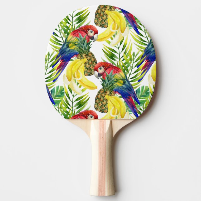 Raquette De Ping Pong Perroquets Et Fruits Tropicaux (Devant)