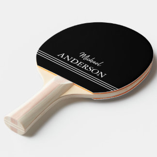Raquette De Ping Pong Personalized Custom monogram on black