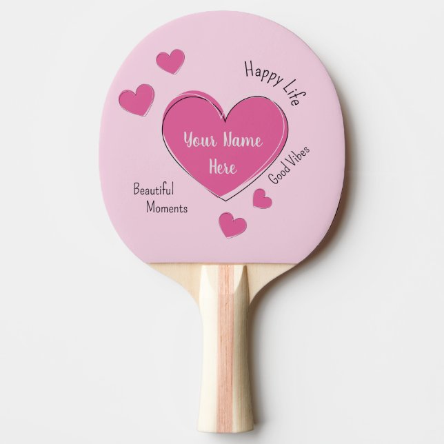 Raquette De Ping Pong Personalized Pink Hearts Ping Pong Paddle (Devant)