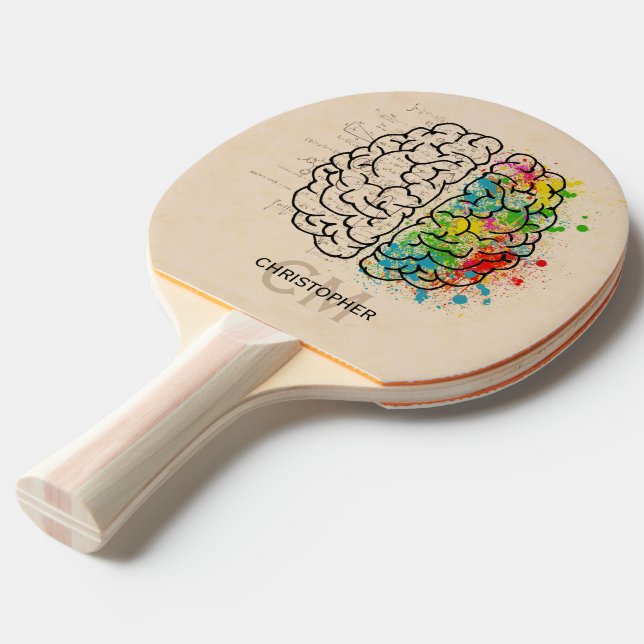 Raquette De Ping Pong Personnalisation du cerveau humain gauche et droit (Devant Angle)