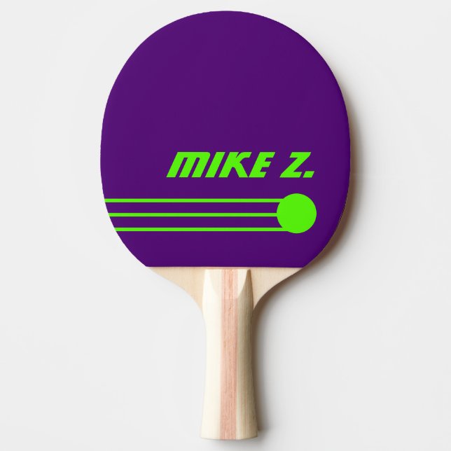 Raquette De Ping Pong Personnalisé Acide Vert Nom sur Purple (Devant)