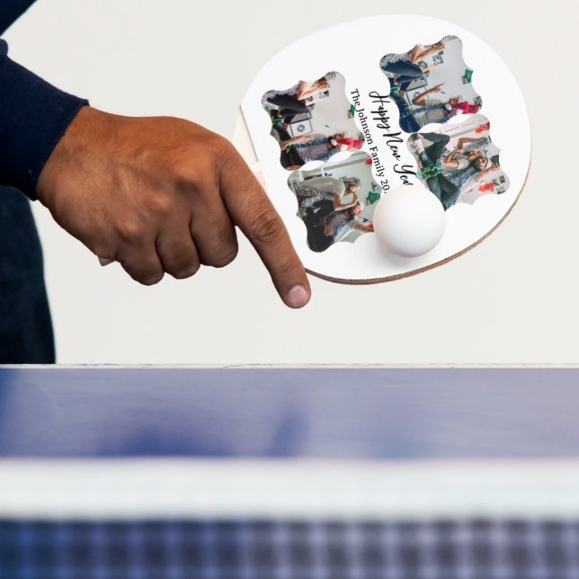 Raquette De Ping Pong Personnalisé Joyeux Nouvel An Script 4 collage pho (Insitu)