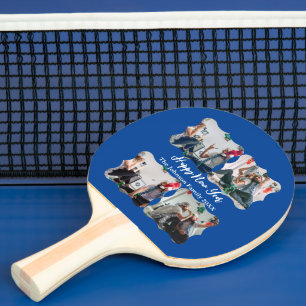 Raquette De Ping Pong Personnalisé Joyeux Nouvel An Script 4 collage pho