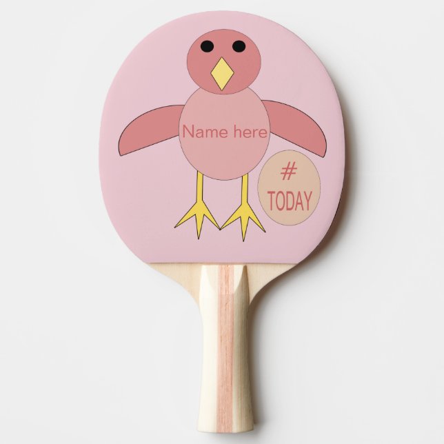 Raquette De Ping Pong Personnalisé rose Anniversaire Fille Chick Ping Pa (Devant)
