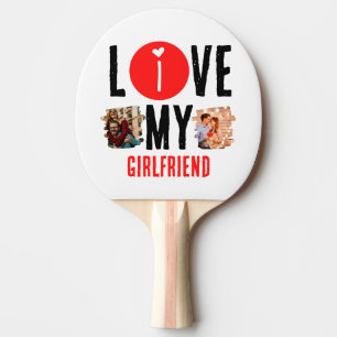 Raquette De Ping Pong Personnalisé Unique 2 photo Collage I Love My Girl