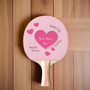Raquette de Ping Pong personnalisée Cœurs Roses