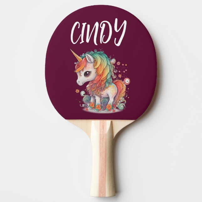 RAQUETTE DE PING PONG PERSONNALISÉE LICORNE (Devant)
