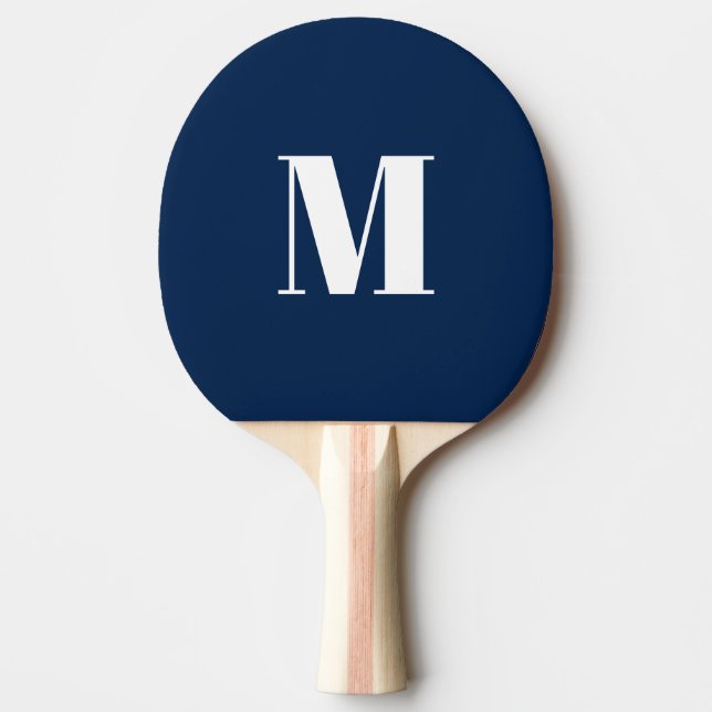 Raquette De Ping Pong Personnaliser monogramme initial marine bleu blanc (Devant)