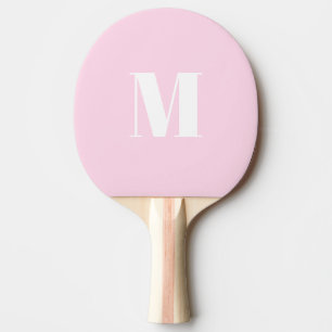 Raquette De Ping Pong Personnaliser monogramme initial rose clair blanc