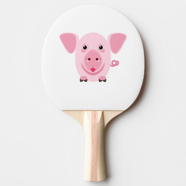 Raquette De Ping Pong Petit cochon rose heureux mignon (Devant)