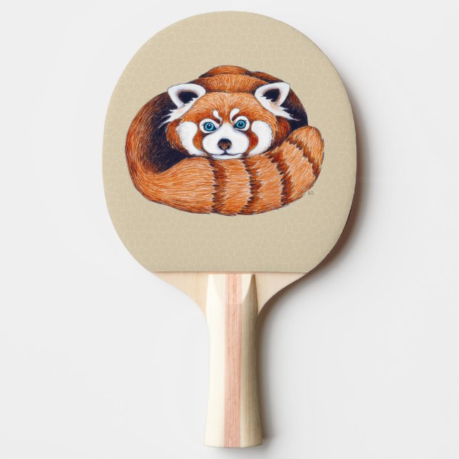 Raquette De Ping Pong Petit ours de panda rouge sur le bronzage (Devant)