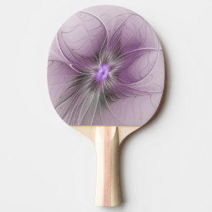 Raquette De Ping Pong Petite Beauté Moderne Gris Mauve Art Fractal Fleur