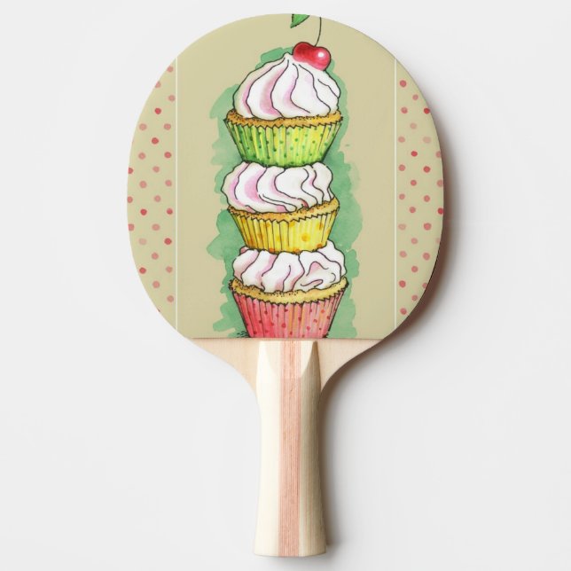 Raquette De Ping Pong Petits gâteaux d'aquarelle. Illustration de (Devant)